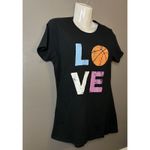 Love Basketball Shirt Womens Small Black Graphic Tee Short Sleeve Crewneck Photo 1