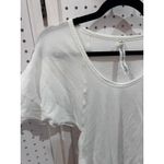 Free People  White Ribbed Knit Short Sleeve Bodysuit Snap Closure Cutout Sides Photo 4