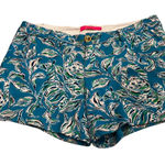 Lilly Pulitzer Women's Size 4 Turquoise Tiger Print Cotton Blend Shorts Photo 0