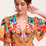 Lulus Roam the Riviera Orange Multi Striped Button-Up Maxi Dress Size XS Photo 2