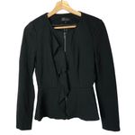 Topshop  Black Ruffle Front Peplum Front Zip Jacket 6 Photo 2