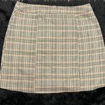 Urban Outfitters Plaid Tan Peach and Cream Mini Skirt Size Medium Photo 10