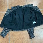 EXPRESS Black White Blue Metallic Sparkle Tweed Moto Jacket Coat Size Small Photo 6