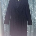 Worthington Dressy Long Pea Coat. Size 12. Black With Gold Stitching. EUC Photo 0