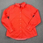 Lands' End No Iron Supima Button Down Shirt Women's 12 Watermelon Sorbet Print Pink Photo 0