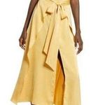 AMY LYNN Backless Satin Dress In Mustard size small Photo 0