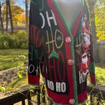 33 Degrees green Christmas sweater Cardigan figures Sequins Ho Ho Size L (14) Black Size L Photo 3