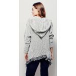 Free People  Love Me Tender Knit Hooded Cardigan Fringe Hem Open‎ Front Small Photo 1