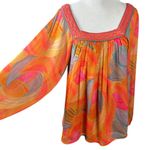 Anthropologie  Blank Bl-nk London Tessa Orange Silky Blouse Size Small Bohemian Photo 8