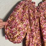 J.Crew Smocked Puff Sleeve Pink Watercolor Blouse BB263 Spring Garden Feminine Photo 3