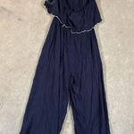 Flying Tomato halter jumpsuit navy embroided wide leg small Photo 8