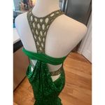 Scala  100% SILK TOP SEQUINED BEADED NECK FLOOR LENGTH GREEN GOWN WOMENS SIZE 5 Photo 12