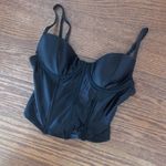 Corset Underwire Tank Top Biker Goth Whimsy Size Small Zip Up Back Adjustable Black Photo 1