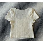 Madewell Popcorn White Square Neckline Ribbed Cropped Cap Sleeve Top Size Large Photo 2