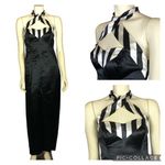 Boutique  Sexy halterneck long black & white dress with large slit size small Photo 1