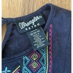 Wrangler  Retro Black Multicolor Embroidered Aztec‎ Design Top Sz M EUC Photo 7