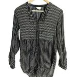 Maeve Anthropologie  Calia Black White Printed Button Front Tunic Top Size 2 Photo 0