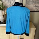 Ming Wang  teal and black woven pattern knit jacket cardigan Size Large Photo 3