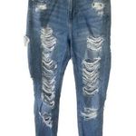 American Eagle  Vintage Distressed Ripped Hem High Rise Mom Jeans Boho Western 4 Photo 0