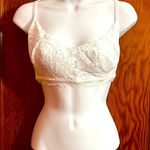 Elan  White Stretch Lace Bralette Sz L Photo 0