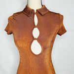 Urban Outfitters  Short Sleeve Button-Down Brown Bodycon Dress Size XS Jersey Photo 1