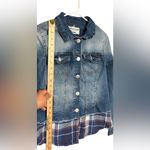 Wallflower Blue Denim Jacket with Plaid Accents,Size M Size M Photo 8