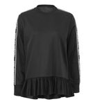 RED Valentino Black Pleated Peplum Sweatshirt Logo Tape Sleeves Designer Top S Photo 1
