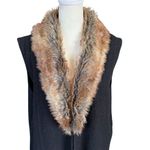 Nine West XL black wool with faux fir trim sleeveless midi length wool coat Photo 4