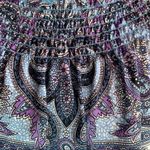 INC purple and blue paisley medallion print silk tunic blouse with puff sleeves Size 10 Photo 4