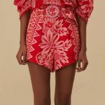 Farm Rio  Red Floral High Waist Shorts Photo 0