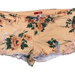 Bongo Y2K light orange floral print low rise micro mini shorts with lace detailing Photo 0