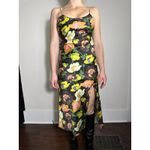 ASOS DESIGN satin midi slip dress in dark based floral print Size 4 Green Photo 3
