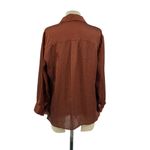 Vince  Top Cowl Neck Collared‎ Satin 3/4 Sleeves Rustic Brown Blouse Size 10 Photo 8