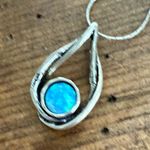 Artisan 4pc  Blue Opal 925 Sterling Silver Hook Earrings Liquid Silver Chain Pend Photo 2