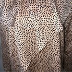ZARA Basic Asymmetric Ruffle Blouse Size M Long Sleeve Polka Dot Pink Black Photo 5