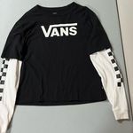 Vans Black Checkered Graphic 2-in-1 Long Sleeve Tee T-Shirt Top Size S 🏁🖤 Photo 0