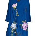 Anthropologie Varun Bahl Hydrangea Floral Dress Blue Applique Embroidery Sz 0 Photo 0