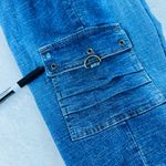 Fashion2Love Capri Cargo Jeans Womens‎ Size M Blue Denim Stretch Pockets Casual Size M Photo 7