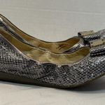 Cole Haan Womens Tali Bow Leather Ballet Flat Silver Glitter Mirror 8.5B Photo 3