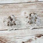 Vintage Clip On Earrings Clear Bead Cluster Dangle Photo 0