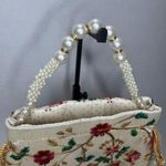 Floral Embroidered Cream Handbag Red Photo 3