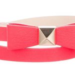 Kate Spade  Pyramid Bow Goldtone Bright Coral Pink Leather Belt S Photo 1