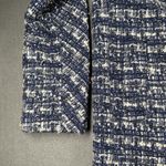 J Crew Jacket Womens 6 Blue White Wool Blend Tweed Funnel Neck Zip Long Coat Photo 1