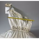 Mike Benet White Formal Gown One Shoulder Beaded Bodice Vintage 60 70 Dress 8 Blue Photo 10