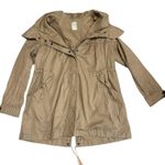 Vintage Brown Polka Dot 90s Y2K Cropped Trench Coat Jacket Hooded Pockets 8 Photo 0
