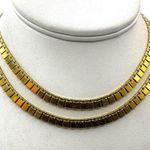 Monet vintage flat square chain long gold plated necklace Photo 0