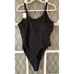 Cacique Lane Bryant  Rib Keyhole High Leg Thong Bodysuit BLACK Plus Size 26/28 Photo 4