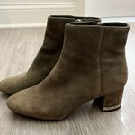 Michael Kors Sabrina Olive Green Mid Ankle Bootie Suede Boots Size 6 Photo 4