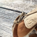 Frye Dani Pickstitch Peep Toe Heeled Sandal Suede Leather Photo 4