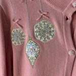 draper's & damon's Draper’s and Damon’s Petite Large Pink button up Cardigan with Ornament Accents Photo 2